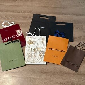 Designer Shopping Bags Set - Gucci, Dior, Saint Laurent, Louis Vuitton